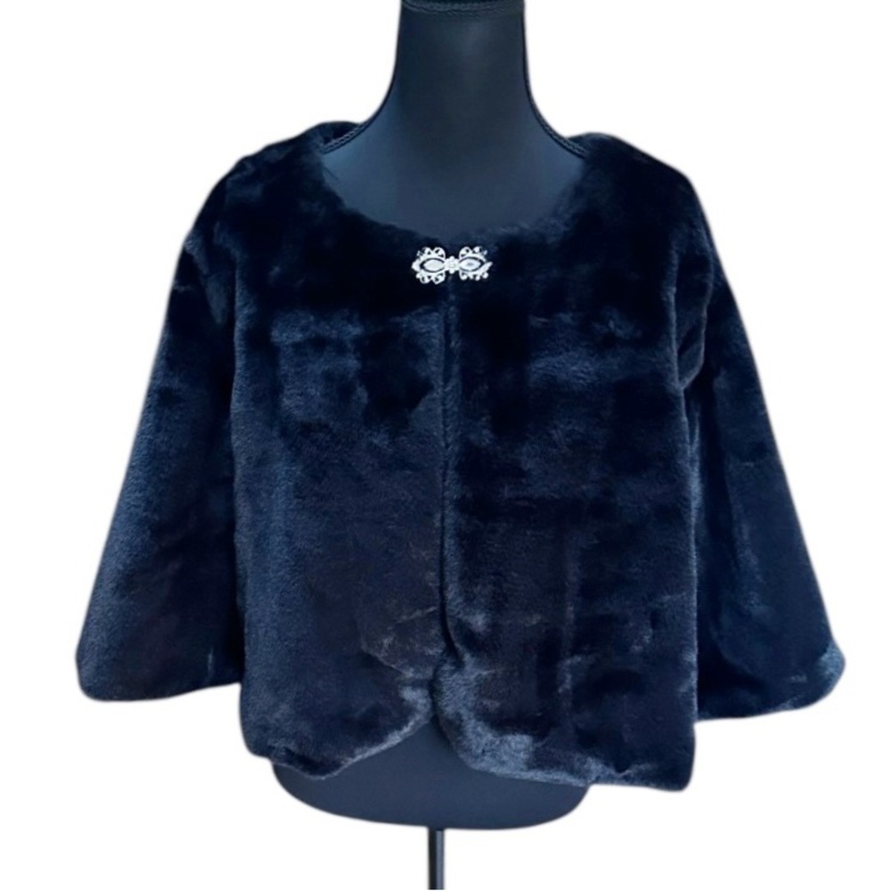 Park & Main Bolero Black Faux Fur Holidays Events Winter Weddings NWOT Size 1x